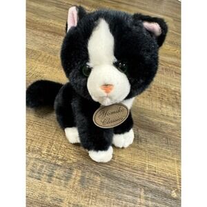 Russ Berrie Yomiko Classics Black White Tuxedo Cat Plush Stuffed Animal 35748